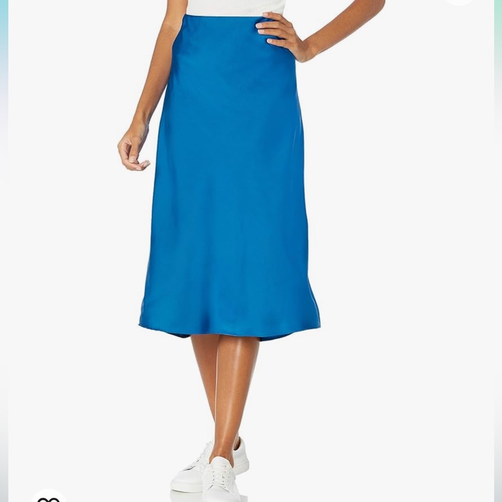 Blue Satin Midi Skirt - NWT